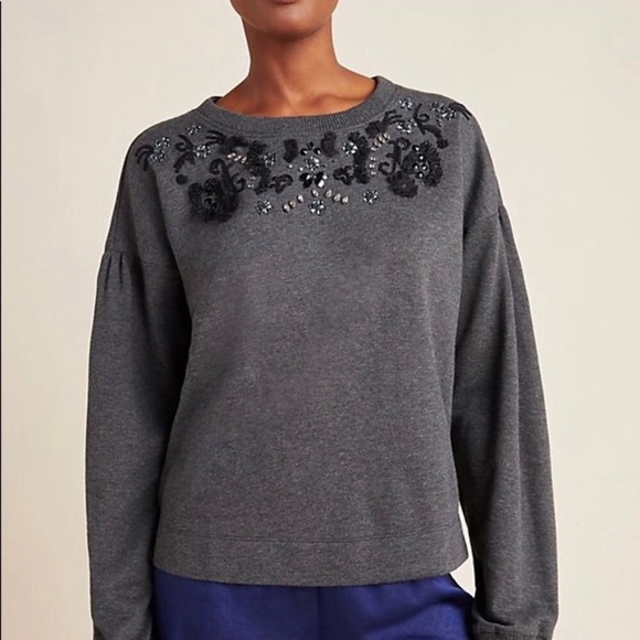 Maeve Gray Embellished Sweatshirt - Picture 1 of 6